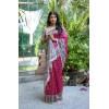 Generic Women's Faux_Tussar Geometric_Print Saree With Unstitched Blouse 5.5Mtr (Pink)
