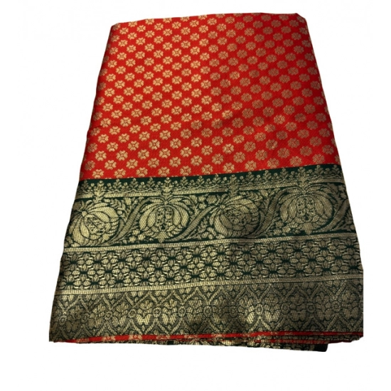 Generic Women's Jacquard Printed Saree With Unstitched Blouse 5.5Mtr (Red)