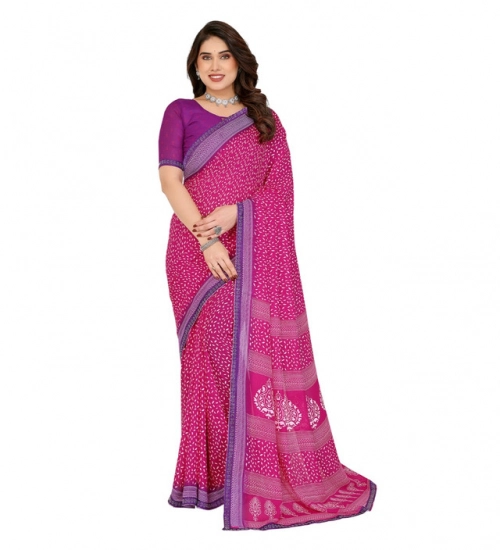 Generic Women's Georgette Printed Saree With Unstitched Blouse 5.5Mtr (Red)
