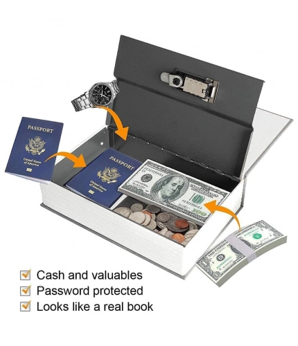 Generic Secret Book Safe with Number Locker (Gray)