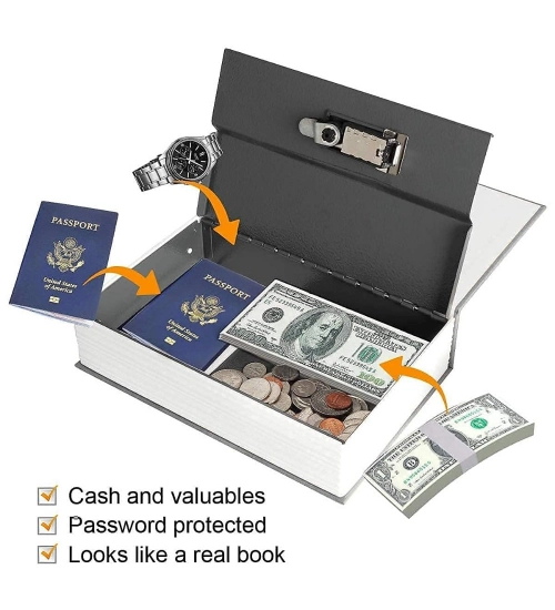 Generic Secret Book Safe with Number Locker (Gray)