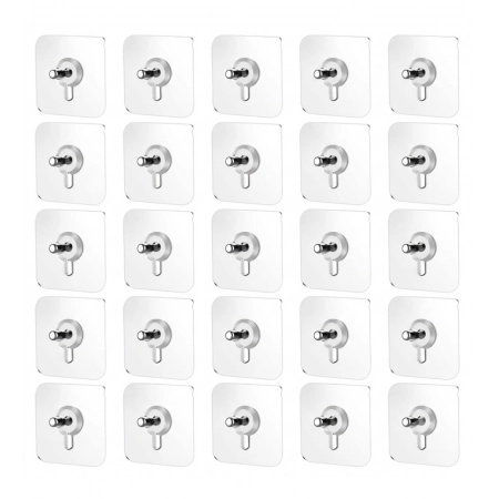 Generic Pack of 25 Acrylic-Metal Wall Hook (Multicolor)