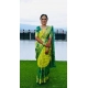 Generic Women's Litchi silk Printed Saree With Unstitched Blouse (Light Green)