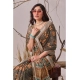 Generic Women's Faux_Linen Printed Saree With Unstitched Blouse 5.5Mtr (Slate_Grey)