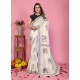 Generic Women's Linen Cotton Printed Saree With Unstitched Blouse 5.5Mtr (Off White)