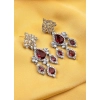 Generic Women's Brass Silver Plated Drop Earrings (Red)