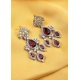 Generic Women's Brass Silver Plated Drop Earrings (Red) Generic Women's Brass Silver Plated Drop Earrings (Red)