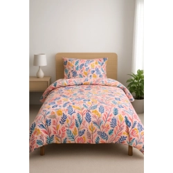 Generic Microfiber Floral Printed Single Bedsheet with 1 Pillow Cover (Multicolor)