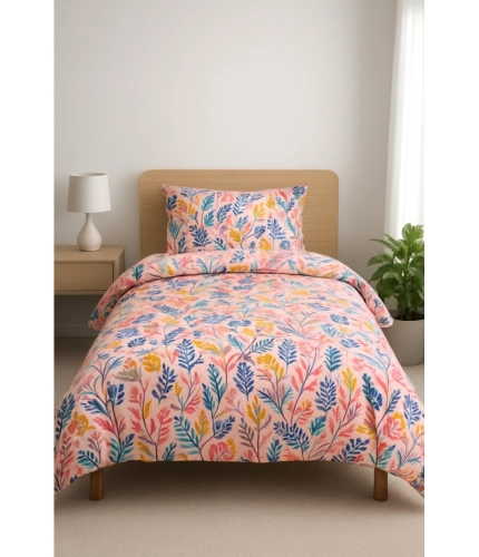 Generic Microfiber Floral Printed Single Bedsheet with 1 Pillow Cover (Multicolor)