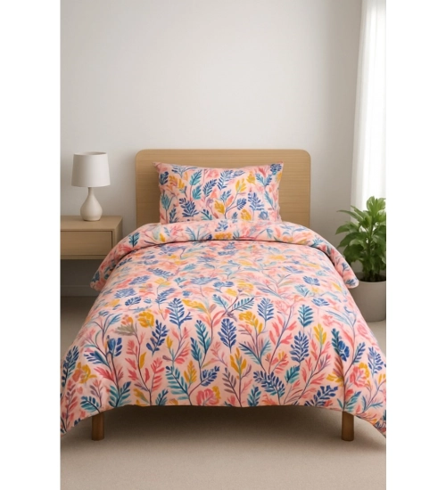 Generic Microfiber Floral Printed Single Bedsheet with 1 Pillow Cover (Multicolor)