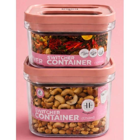 Generic Pack of 2 Switchers Airtight Storage Container Set 1250 ML (Pink)