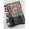 Generic Women's Cotton Silk Floral Printed Saree With Unstitched Blouse 5.5Mtr (Grey-Black)