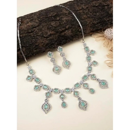 Generic Women's Brass Silver Plated Necklace set (Turquoise) Generic Women's Brass Silver Plated Necklace set (Turquoise)