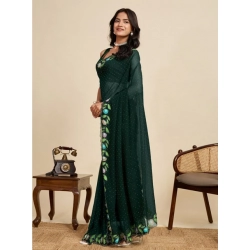 Generic Women's Georgette Printed Saree With Unstitched Blouse 5.5Mtr (Green)