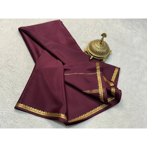Women's Crepe Chit Pallu Solid Saree With Unstitched Blouse 5.5Mtr (Brown) Women's Crepe Chit Pallu Solid Saree With Unstitched Blouse 5.5Mtr (Brown)