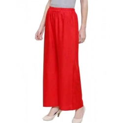 Women's Casual Rayon Solid Ankle Length Palazzo (Red, Free Size) Women's Casual Rayon Solid Ankle Length Palazzo (Red, Free Size)