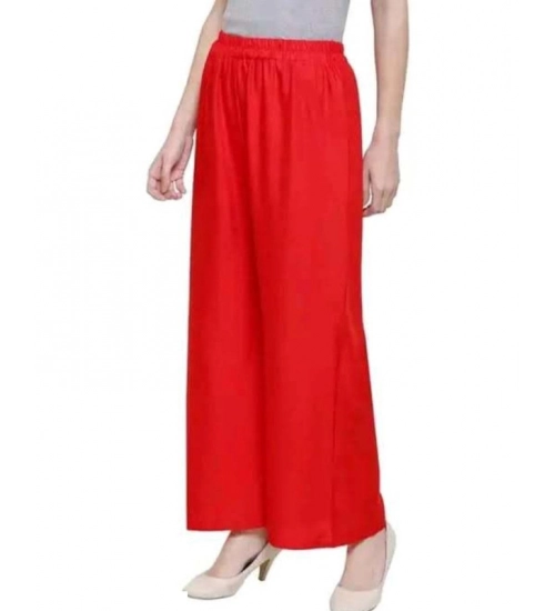 Generic Women's Casual Rayon Solid Ankle Length Palazzo (Red, Free Size)