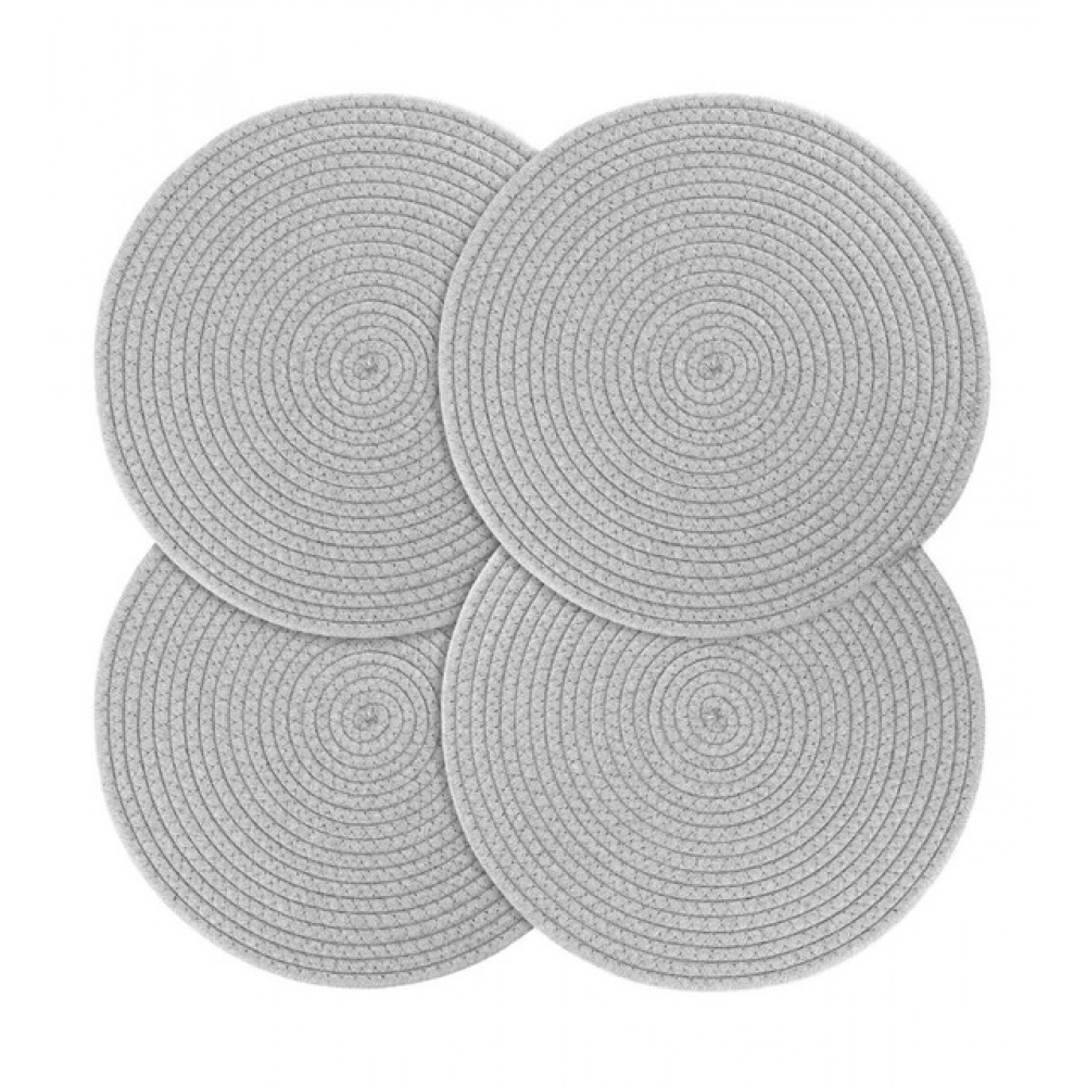 Generic Cotton Dining Table Round Placemat Mats Set of 4 (Grey) Generic Cotton Dining Table Round Placemat Mats Set of 4 (Grey)