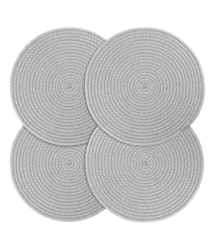 Generic Cotton Dining Table Round Placemat Mats Set of 4 (Grey) Generic Cotton Dining Table Round Placemat Mats Set of 4 (Grey)