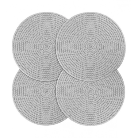 Generic Cotton Dining Table Round Placemat Mats Set of 4 (Grey) Generic Cotton Dining Table Round Placemat Mats Set of 4 (Grey)