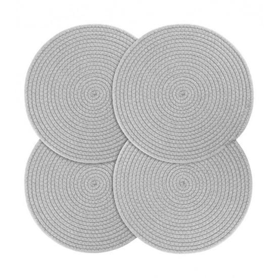 Generic Cotton Dining Table Round Placemat Mats Set of 4 (Grey)