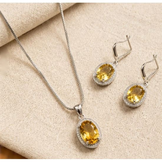 Generic Women's Brass Silver Plated Pendant Set (Yellow) Generic Women's Brass Silver Plated Pendant Set (Yellow)