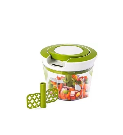 Generic 2-in-1 Manual Smart Chopper – Handy Vegetable And Fruit Processor (Color: Assorted )