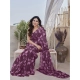 Generic Women's Chiffon Printed Saree With Unstitched Blouse 5.5Mtr (Purple)