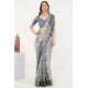 Generic Women's Polyester Printed Saree With Unstitched Blouse 5.5 Mtr (Grey)