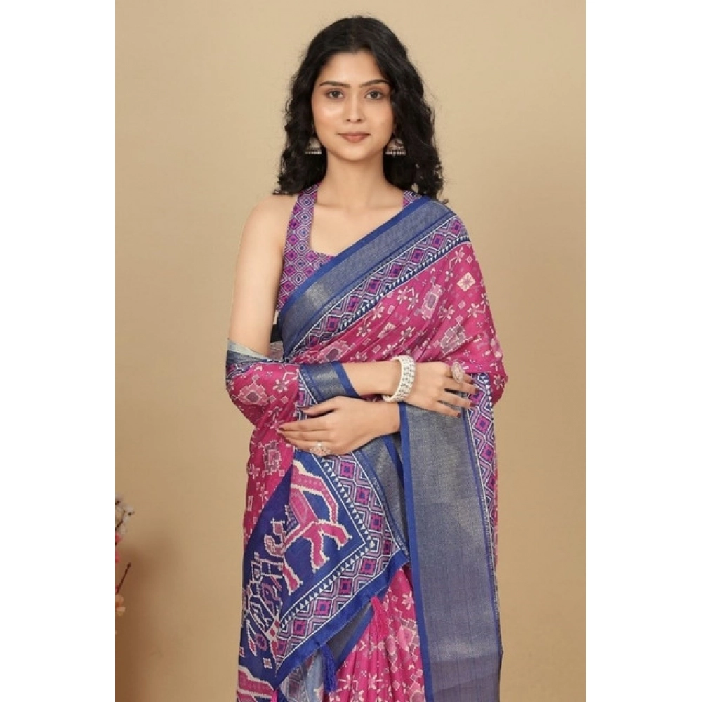 Generic Women's Cotton Silk Printed Saree With Unstitched Blouse 5.5Mtr (Pink) Generic Women's Cotton Silk Printed Saree With Unstitched Blouse 5.5Mtr (Pink)