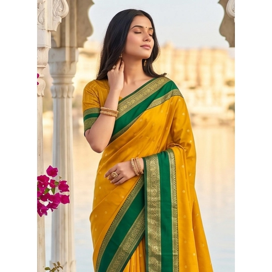 Generic Women's Silk Blend Printed Saree With Unstitched Blouse 5.5Mtr (Yellow-Green) Generic Women's Silk Blend Printed Saree With Unstitched Blouse 5.5Mtr (Yellow-Green)