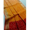 Generic Women's Raw Silk Ikkat Saree With Unstitched Blouse 5.5Mtr (Mustard)
