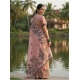 Generic Women's Linen Cotton Printed Saree With Unstitched Blouse 5.5Mtr (Peach)