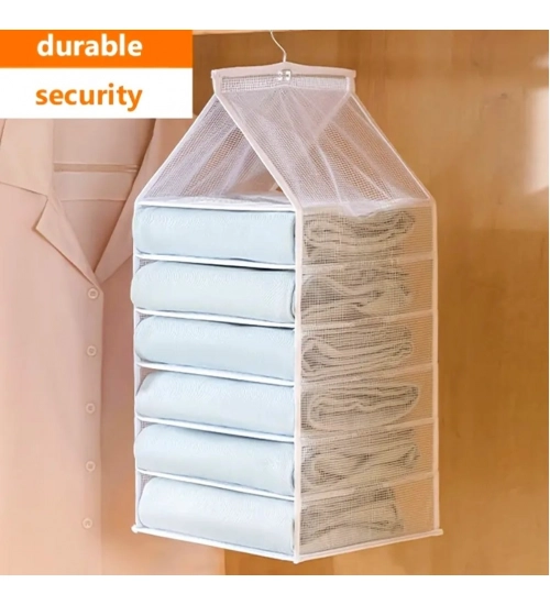 Generic Hanging Foldable Fabric Closet Organizer with 6 Shelves