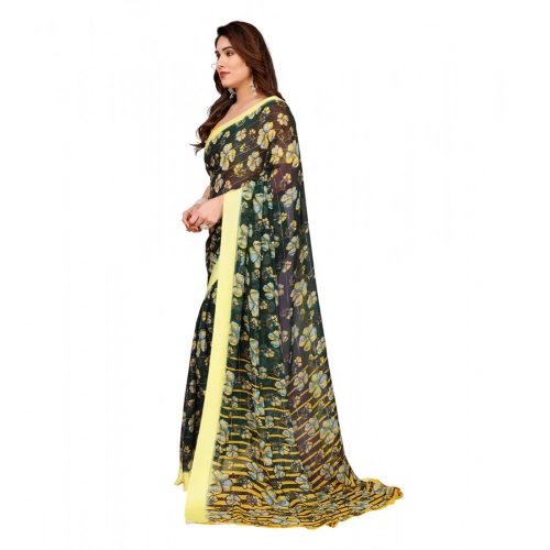 Women's Georgette Printed Saree With Unstitched Blouse 5.5Mtr (Green) Women's Georgette Printed Saree With Unstitched Blouse 5.5Mtr (Green)