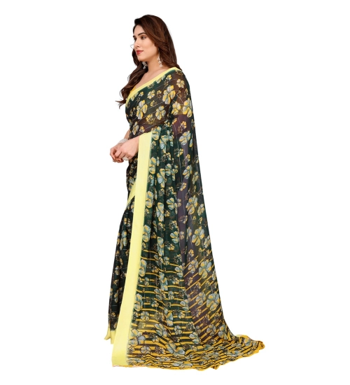 Generic Women's Georgette Printed Saree With Unstitched Blouse 5.5Mtr (Green)