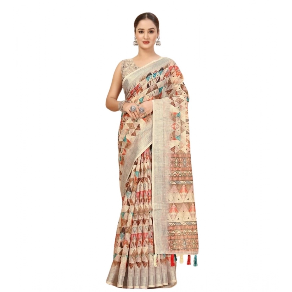Generic Women's Cotton Silk Printed Saree With Unstitched Blouse 5.5Mtr (Multicolor) Generic Women's Cotton Silk Printed Saree With Unstitched Blouse 5.5Mtr (Multicolor)