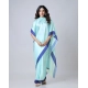 Generic Women's Soft Crepe Silk Printed Ready To Wear Saree With Unstitched Blouse 5.5Mtr (Turquoise)