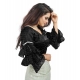 Generic Women's Organza Solid V Neck Layered Ruffle Sleeve Readymade Blouse (Black Free Size , up to 38–40 Bust)-PID65848