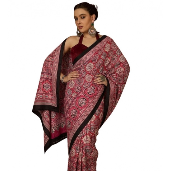 Generic Women's Crepe Printed Saree With Unstitched Blouse 5.5Mtr (Maroon) Generic Women's Crepe Printed Saree With Unstitched Blouse 5.5Mtr (Maroon)