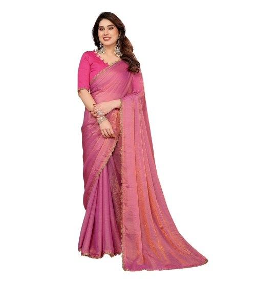 Generic Women's Georgette Printed Saree With Unstitched Blouse 5.5Mtr (Pink)