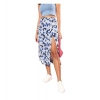 Generic Women's Polyester Floral Side Zip Skirt (Blue - White)