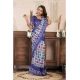 Generic Women's Linen Cotton Printed Ready To Wear Saree With Unstitched Blouse 5.5 Mtr (Blue)