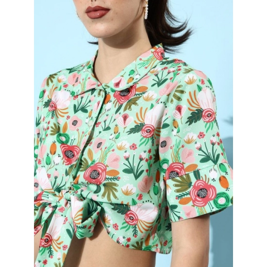 Generic Women's Polyester Floral Short Sleeve Co-Ord Set (Multicolor) Generic Women's Polyester Floral Short Sleeve Co-Ord Set (Multicolor)