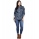 Generic Women's Denim Solid Long Sleeves Shirt (Blue) Generic Women's Denim Solid Long Sleeves Shirt (Blue)