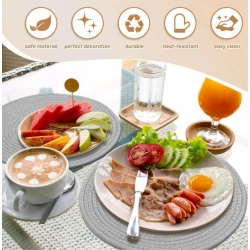 Generic Cotton Dining Table Round Placemat Mats Set of 4 (Grey)