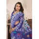 Generic Women's Linen Cotton Printed Ready To Wear Saree With Unstitched Blouse 5.5 Mtr (Blue)