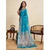 Generic Women's Faux_Banarasi_Silk Woven Saree With Unstitched Blouse 5.5Mtr (Turquoise)