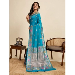 Generic Women's Faux_Banarasi_Silk Woven Saree With Unstitched Blouse 5.5Mtr (Turquoise)