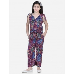 Generic Girl's Polyester Crepe Floral Short Sleeve Set (Multicolor)